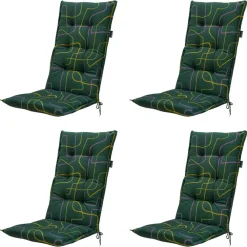 Tuinstoelkussens-Madison - Tuinstoelkussen Hoge Rug Joah green - Ca. 123x50 cm - Set van 4