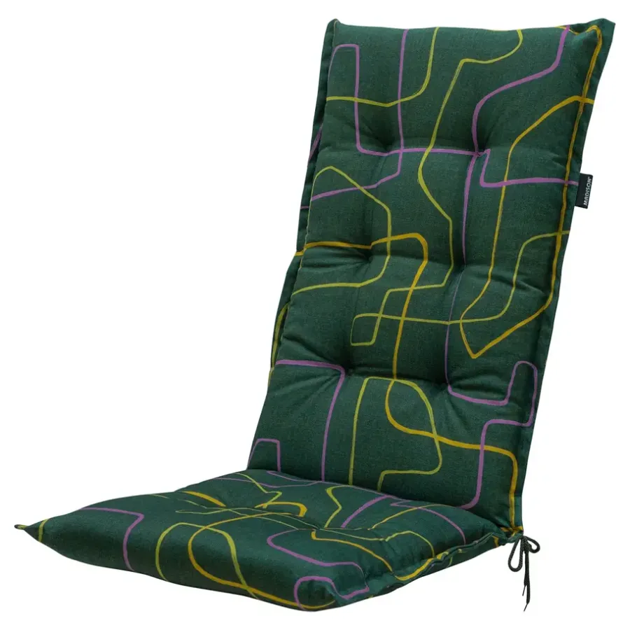 Tuinstoelkussens-Madison - Tuinstoelkussen Hoge Rug Joah green - Ca. 123x50 cm - Set van 4