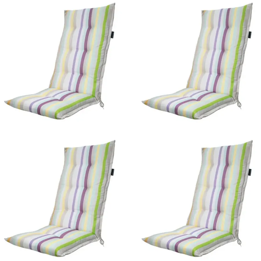Tuinstoelkussens-Madison - Tuinstoelkussen Hoge Rug Righe purple - Ca. 123x50 cm - Set van 4