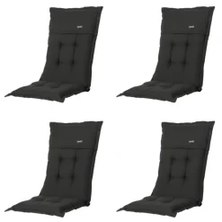 Madison - Tuinstoelkussen Lage Rug Rib black - Ca. 105x50 cm - Set van 4