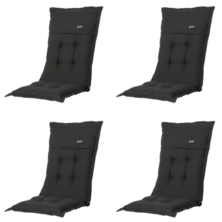 Madison - Tuinstoelkussen Lage Rug Rib black - Ca. 105x50 cm - Set van 4