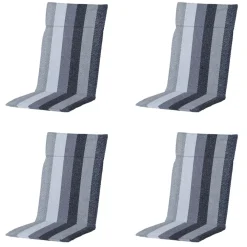 Tuinstoelkussens-Madison - Tuinstoelkussen Hoge Rug Victoria grey - Ca. 120x50 cm - Set van 4