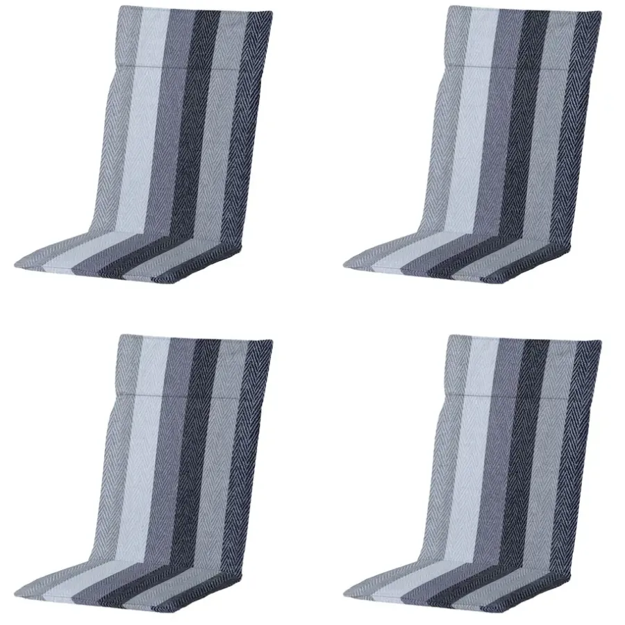 Tuinstoelkussens-Madison - Tuinstoelkussen Hoge Rug Victoria grey - Ca. 120x50 cm - Set van 4