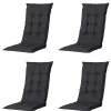 Tuinstoelkussens-Madison - Tuinstoelkussen Lage Rug Basic black - Ca. 105x50 cm - Set van 4