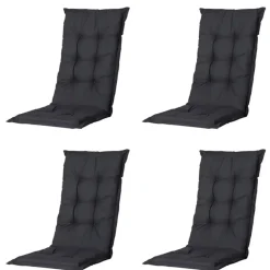 Tuinstoelkussens-Madison - Tuinstoelkussen Lage Rug Basic black - Ca. 105x50 cm - Set van 4