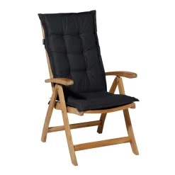 Tuinstoelkussens-Madison - Tuinstoelkussen Lage Rug Basic black - Ca. 105x50 cm - Set van 4