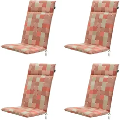 Tuinstoelkussens-Madison - Tuinstoelkussen Hoge Rug Jacky terra - Ca. 120x50 cm - Set van 4