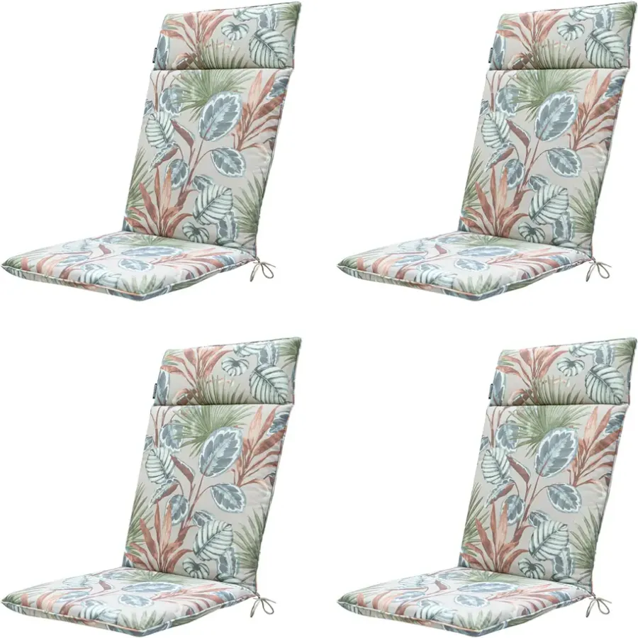 Tuinstoelkussens-Madison - Tuinstoelkussen Hoge Rug Cala natural - Ca. 120x50 cm - Set van 4