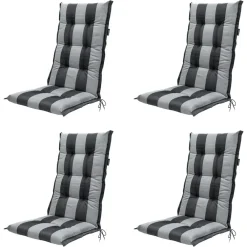 Madison - Tuinstoelkussen Hoge Rug Alice grey - Ca. 123x50 cm - Set van 4