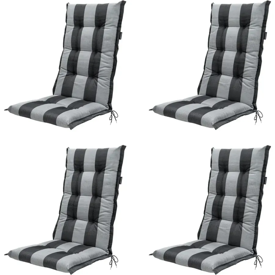 Madison - Tuinstoelkussen Hoge Rug Alice grey - Ca. 123x50 cm - Set van 4