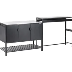 Barbecues En Accessoires-Leen Bakker MAENZA - Buitenkeukenkast set met tafel - Zwart - Staal