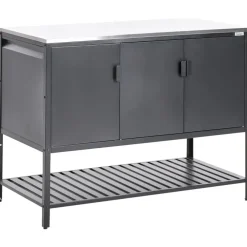 Leen Bakker MAENZA - Buitenkeukenkast 3-deurs - Zwart - Staal