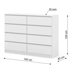 Ladekasten|Ladekasten-Homlando Maja dressoir S8 140 cm wit mat