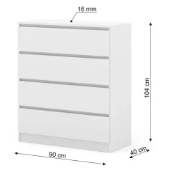 Homlando Maja dressoir S4 40x90x104 cm wit mat met 4 lades