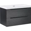 Leen Bakker MAKANA - Badkamermeubel met wastafel - Zwart - 80 cm - MDF