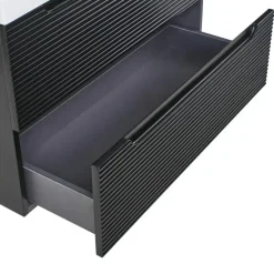 Leen Bakker MAKANA - Badkamermeubel met wastafel - Zwart - 80 cm - MDF