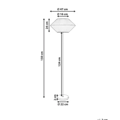 Leen Bakker MAKETSI - Staande lamp - Wit - IJzer/Stof