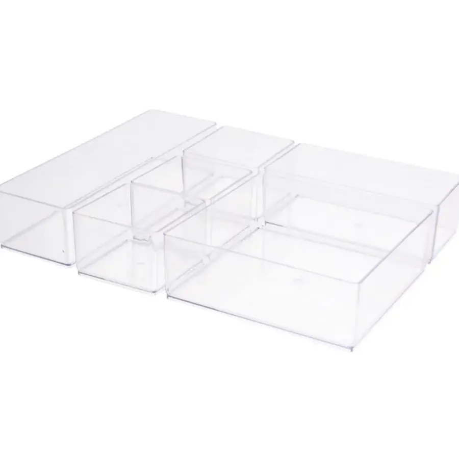 Merkloos Make-up organizer - 6-vaks - transparant acryl - 30 x 22,5 x 5 cm