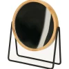 Spiegels-5five Make-up spiegel - 3x zoom - bamboe/hout - 17 x 20 cm - bruin/zwart