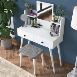 Arabic House Make-up Tafel Wit - 112cm - Incl. Kruk - Bulon