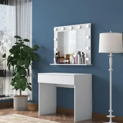 Arabic House Make-up Tafel Wit - 90cm - Incl. Spiegel - Bengisu