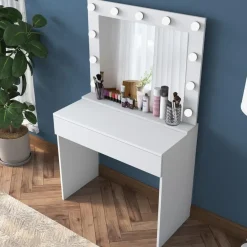 Arabic House Make-up Tafel Wit - 90cm - Incl. Spiegel - Bengisu