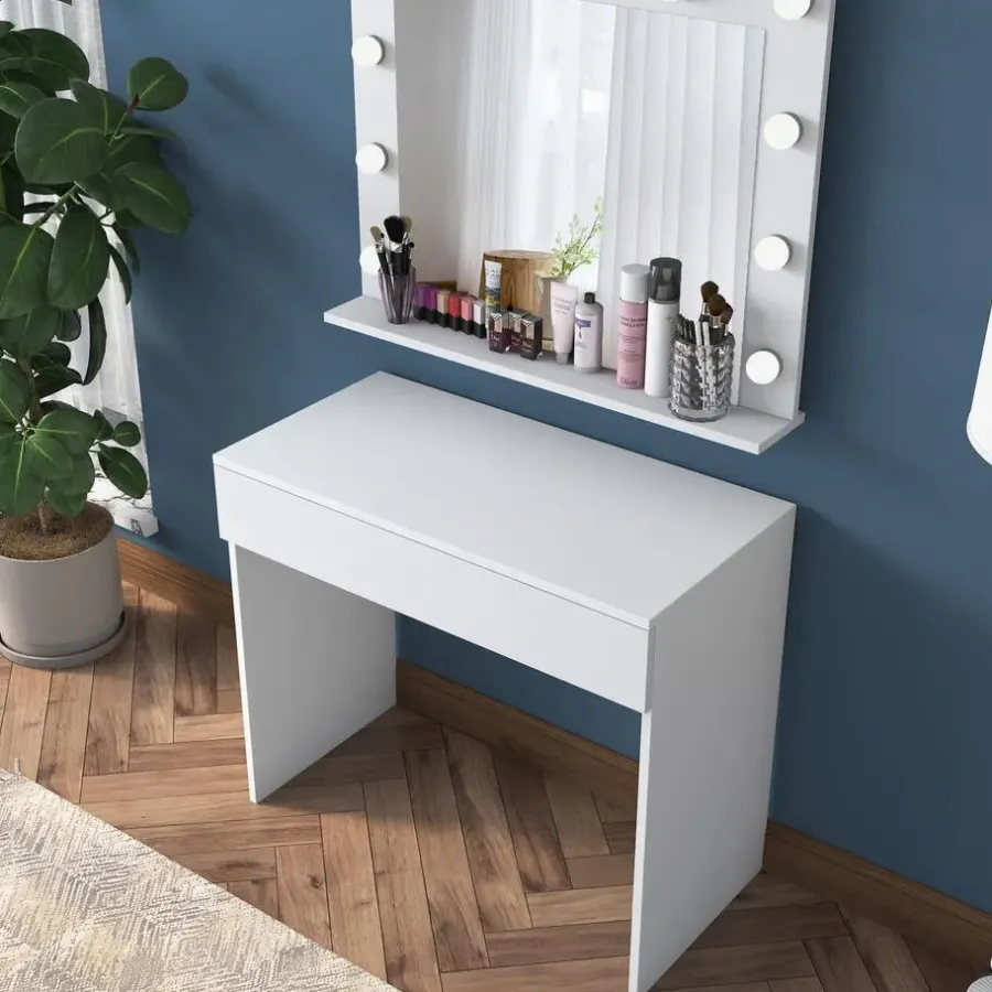 Arabic House Make-up Tafel Wit - 90cm - Incl. Spiegel - Bengisu