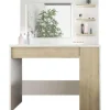 Trasman Make-uptafel Glamour met verlichting - wit/eik