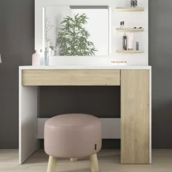 Trasman Make-uptafel Glamour met verlichting - wit/eik