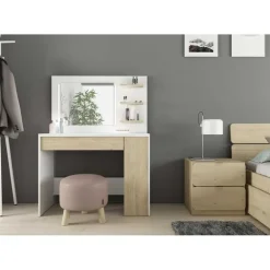Trasman Make-uptafel Glamour met verlichting - wit/eik