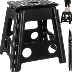 Krukjes-Leen Bakker Malatec Inklapbaar krukje - zwart - 39 cm - opvouwbaar - opstapje