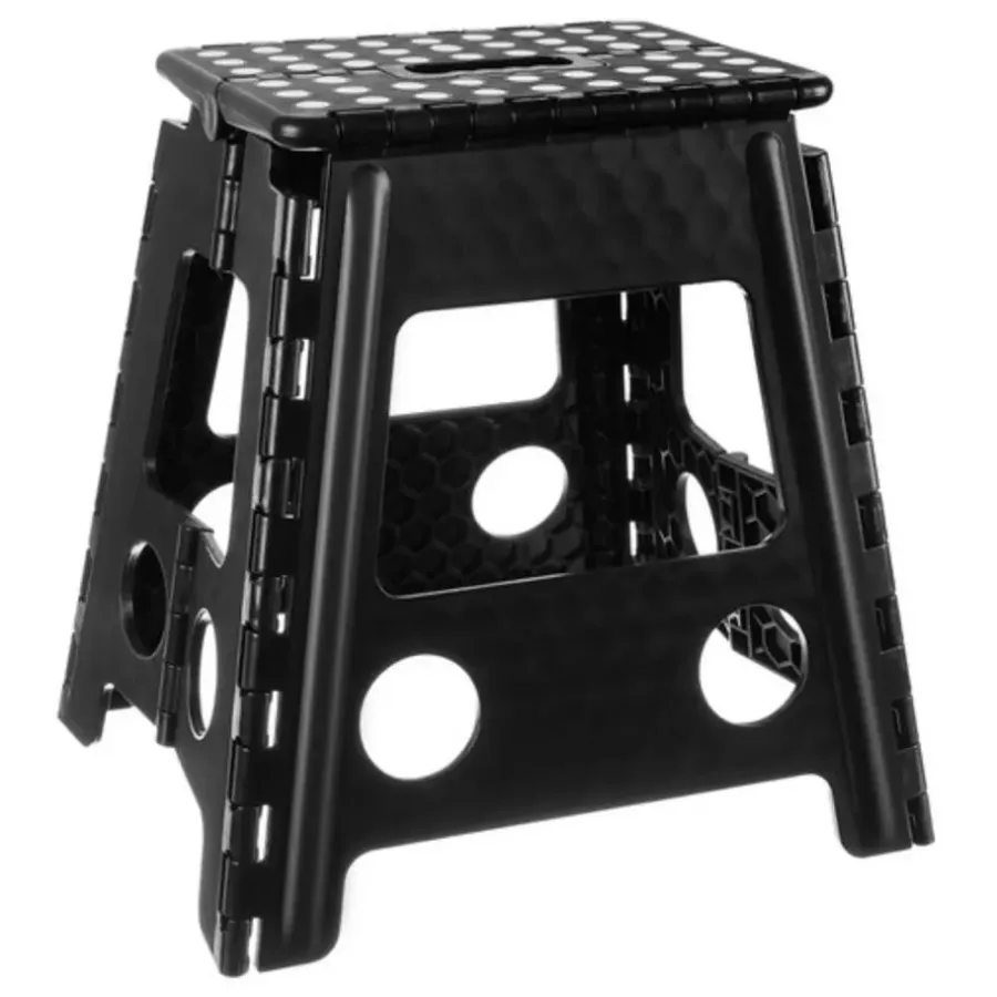 Krukjes-Leen Bakker Malatec Inklapbaar krukje - zwart - 39 cm - opvouwbaar - opstapje