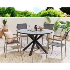 Beliani MALETTO - Tuintafel - Grijs - 120 x 120 cm - Aluminium