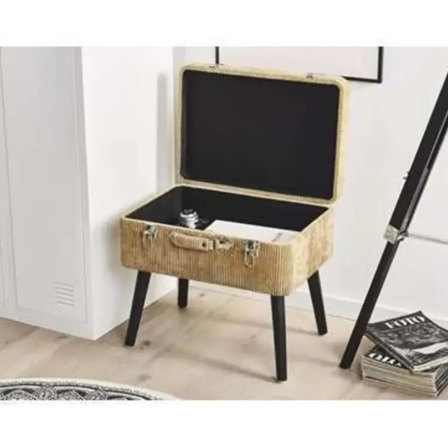 Hockers En Voetenbanken-Beliani MALLARD - Hocker - Lichtbruin - Corduroy