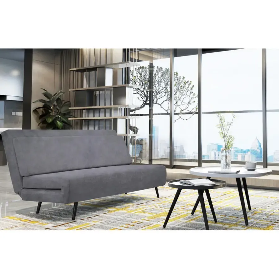 Slaapbanken|Slaapbanken-Dorel Home Mallory - Slaapbank 140 cm in antraciet fluweel