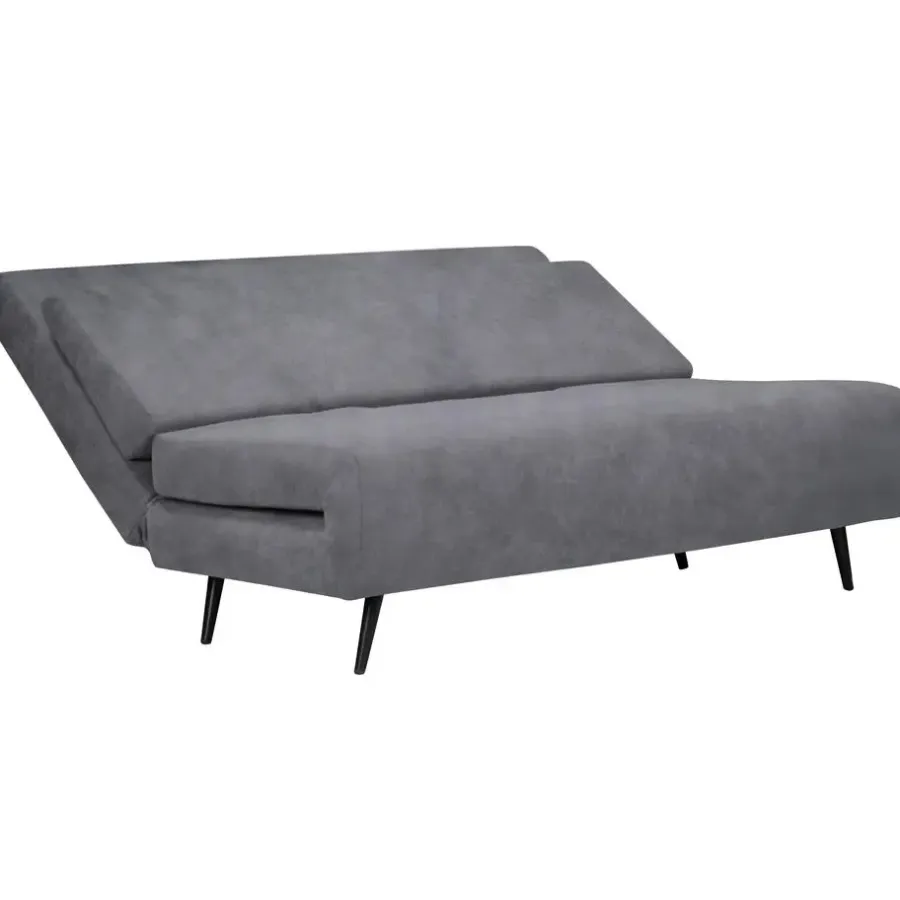 Slaapbanken|Slaapbanken-Dorel Home Mallory - Slaapbank 140 cm in antraciet fluweel