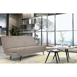 Dorel Home Mallory - Slaapbank 140 cm in taupe fluweel