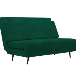 Slaapbanken|Slaapbanken-Dorel Home Mallory - Slaapbank 140 cm in donkergroene fluweel