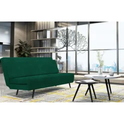 Slaapbanken|Slaapbanken-Dorel Home Mallory - Slaapbank 140 cm in donkergroene fluweel