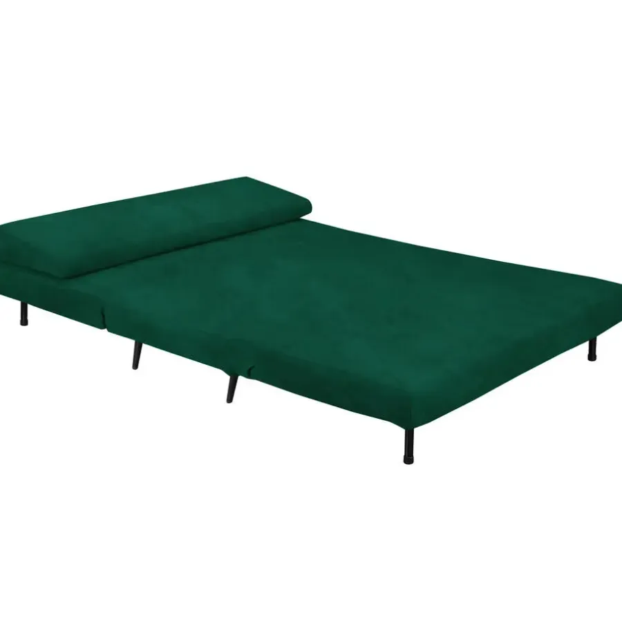 Slaapbanken|Slaapbanken-Dorel Home Mallory - Slaapbank 140 cm in donkergroene fluweel