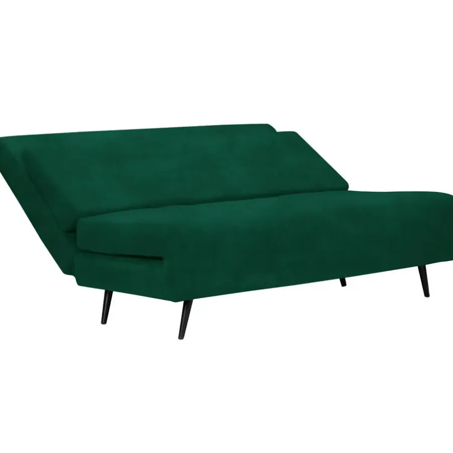 Slaapbanken|Slaapbanken-Dorel Home Mallory - Slaapbank 140 cm in donkergroene fluweel