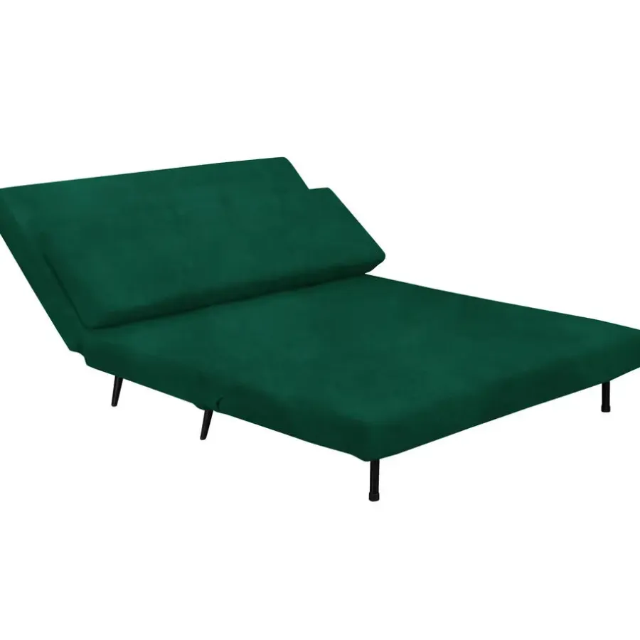 Slaapbanken|Slaapbanken-Dorel Home Mallory - Slaapbank 140 cm in donkergroene fluweel