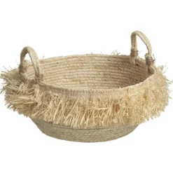 Opbergmanden-Leen Bakker Mand Fringes - naturel - 20xØ35 cm