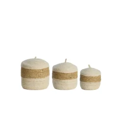Opbergmanden-Light & Living Mand Kenmare - Crème - Ø34cm - Set van 3