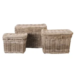 Leen Bakker Mand met deksel Meike - antiek grijs - 47x34x35 cm
