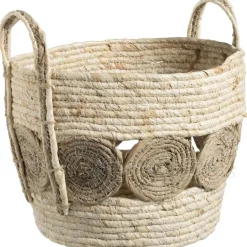 Opbergmanden-Leen Bakker Mand Rondo - naturel - 33xØ36 cm