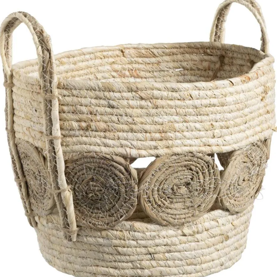 Opbergmanden-Leen Bakker Mand Rondo - naturel - 33xØ36 cm
