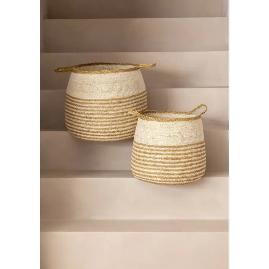 Opbergmanden-Leen Bakker Mand Tom - lichtbruin zeegras - 34xØ36 cm