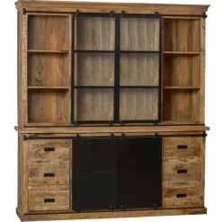 Mangohoutonline - Buffetkast Denver 200x220cm Recht Rechthoekig - Bruin - Mahom