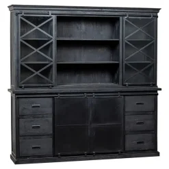 Mangohoutonline - Buffetkast Denver Black 200x220cm Rechthoekig - Zwart - Mahom